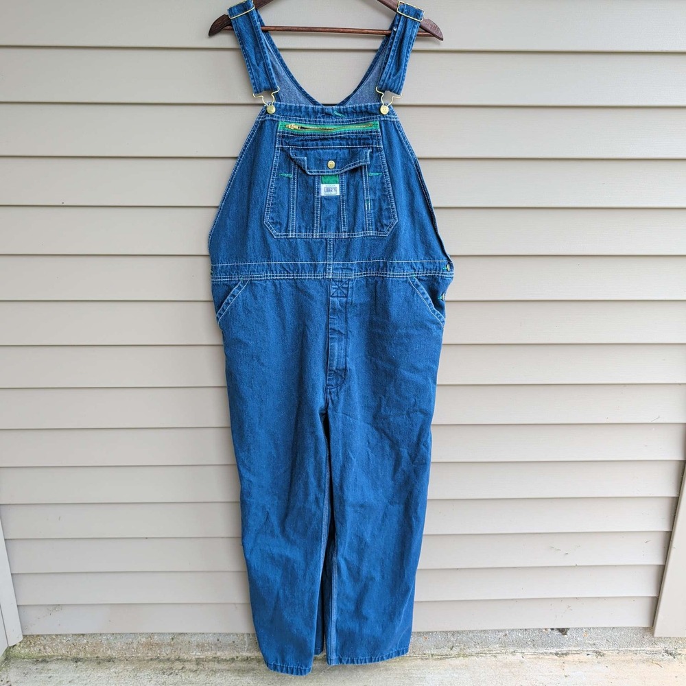 Liberty Overalls Mens 42x30‎ Blue Denim Bib Workwear Adjustable Straps Utility